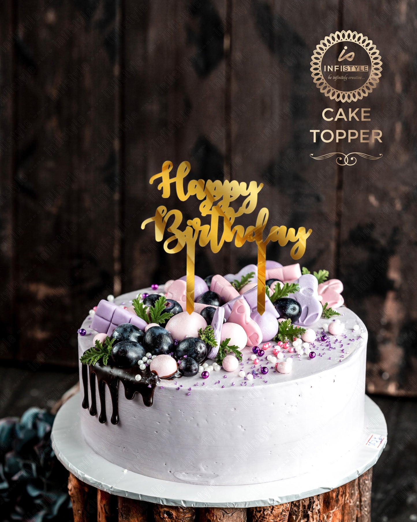 Birthday Acrylic Golden Cake Toppers