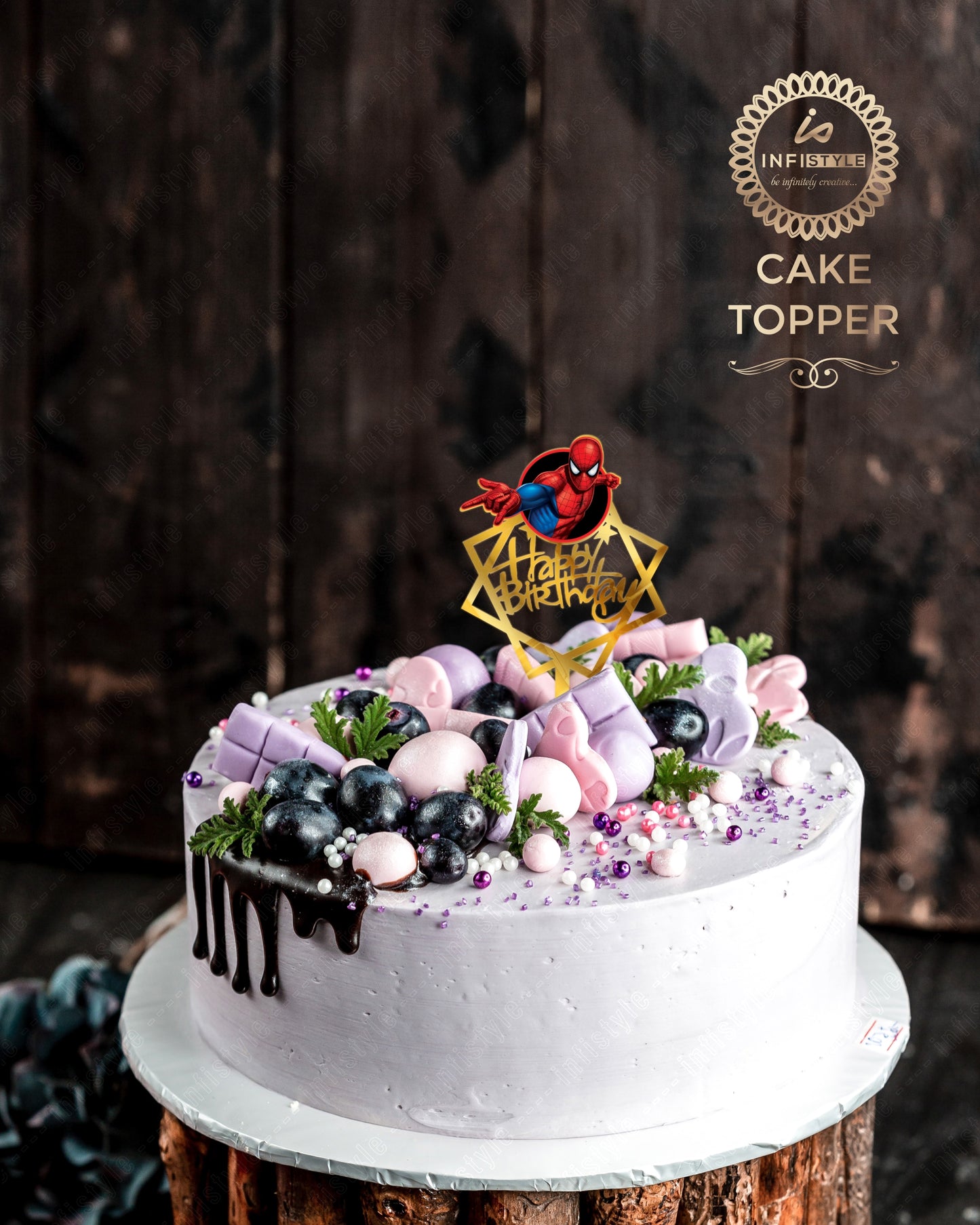 Spider Man Cake Topper Acrylic Gold