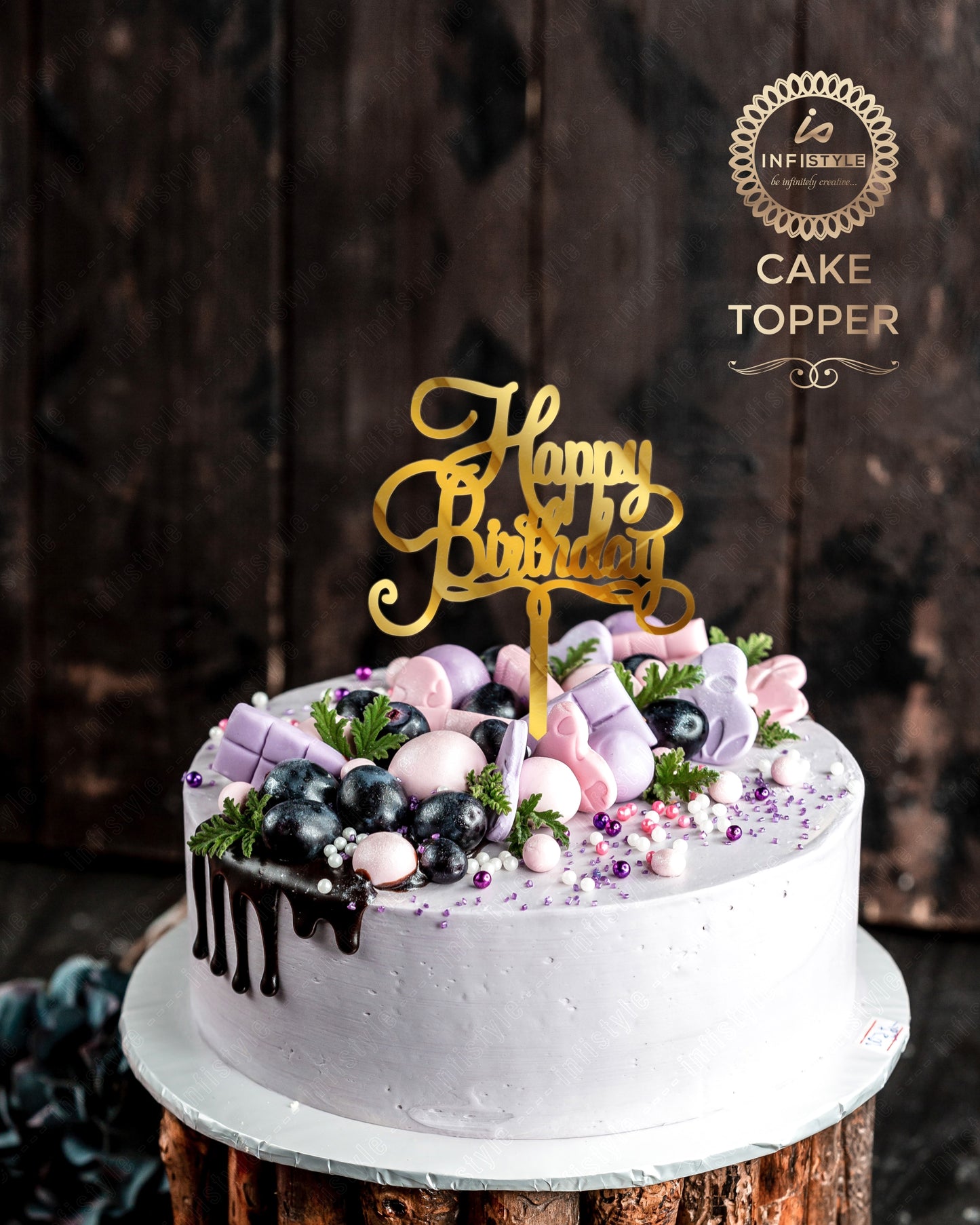 Gold Cake Toppers Happy Birthday Acrylic