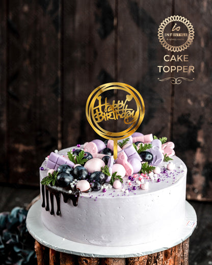 Acrylic Happy Birthday Cake Toppers Gold
