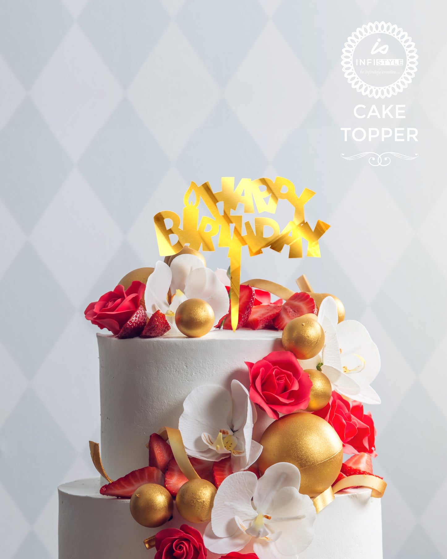 Acrylic Birthday Cake Toppers Gold