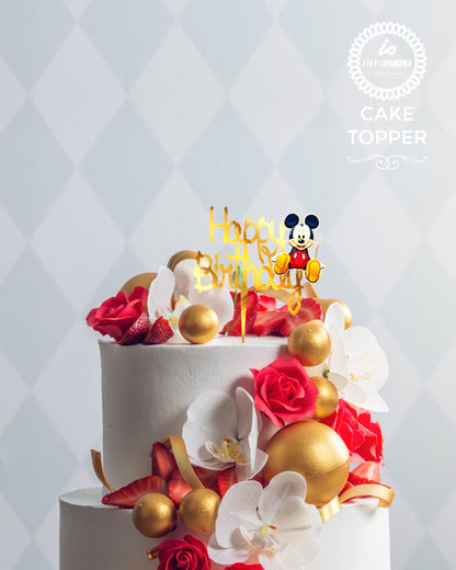Mickey Mouse Cake Topper Gold Acrylic