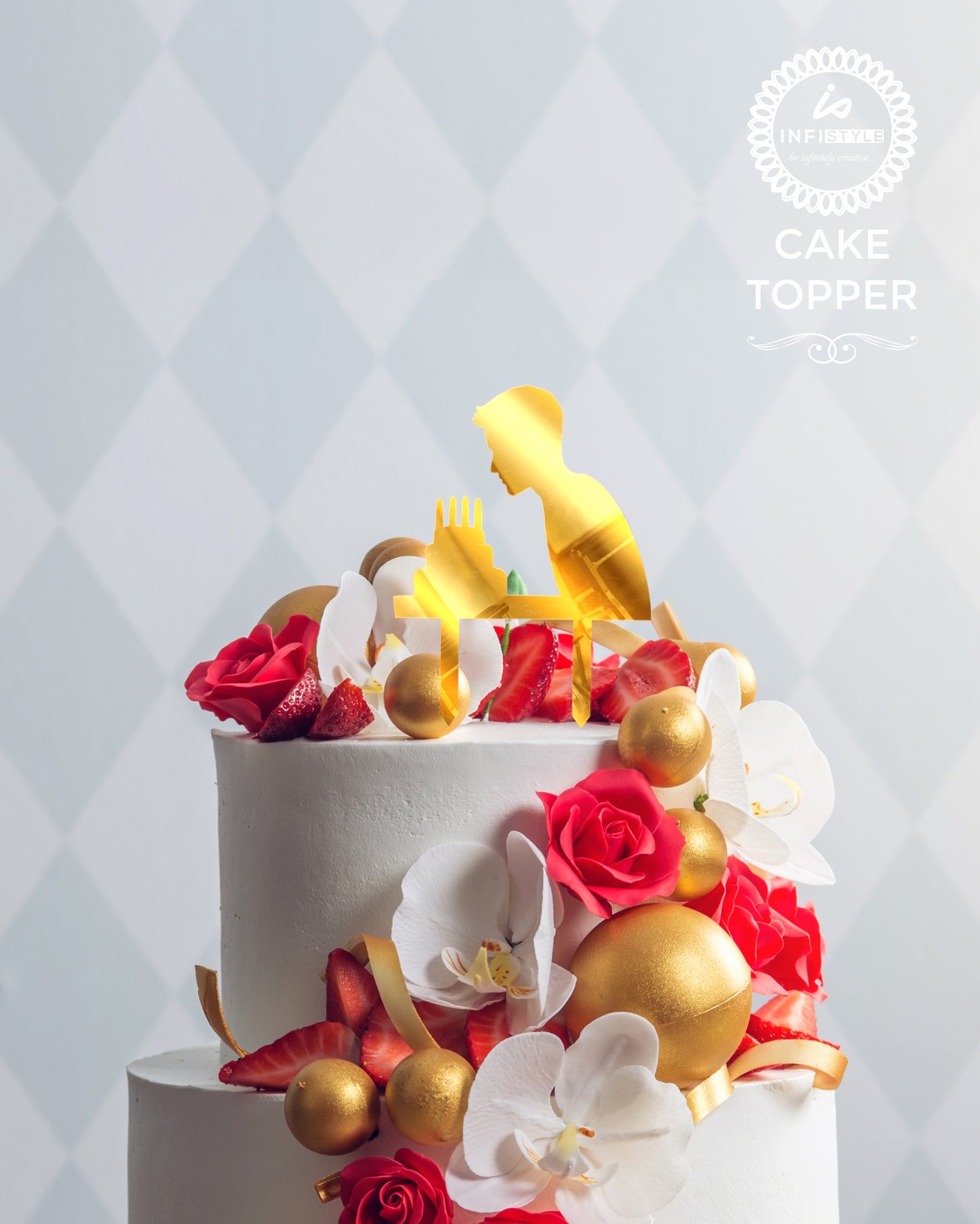 Happy Birthday Acrylic Cake Toppers Gold