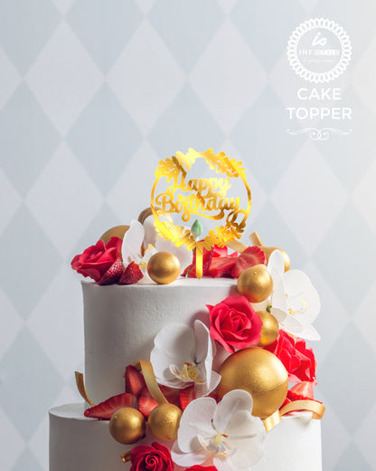 Happy Birthday Golden Acrylic Cake Toppers