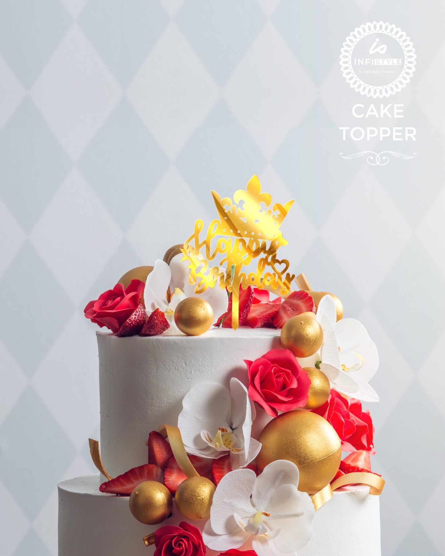 Happy Birthday Acrylic Cake Toppers Golden