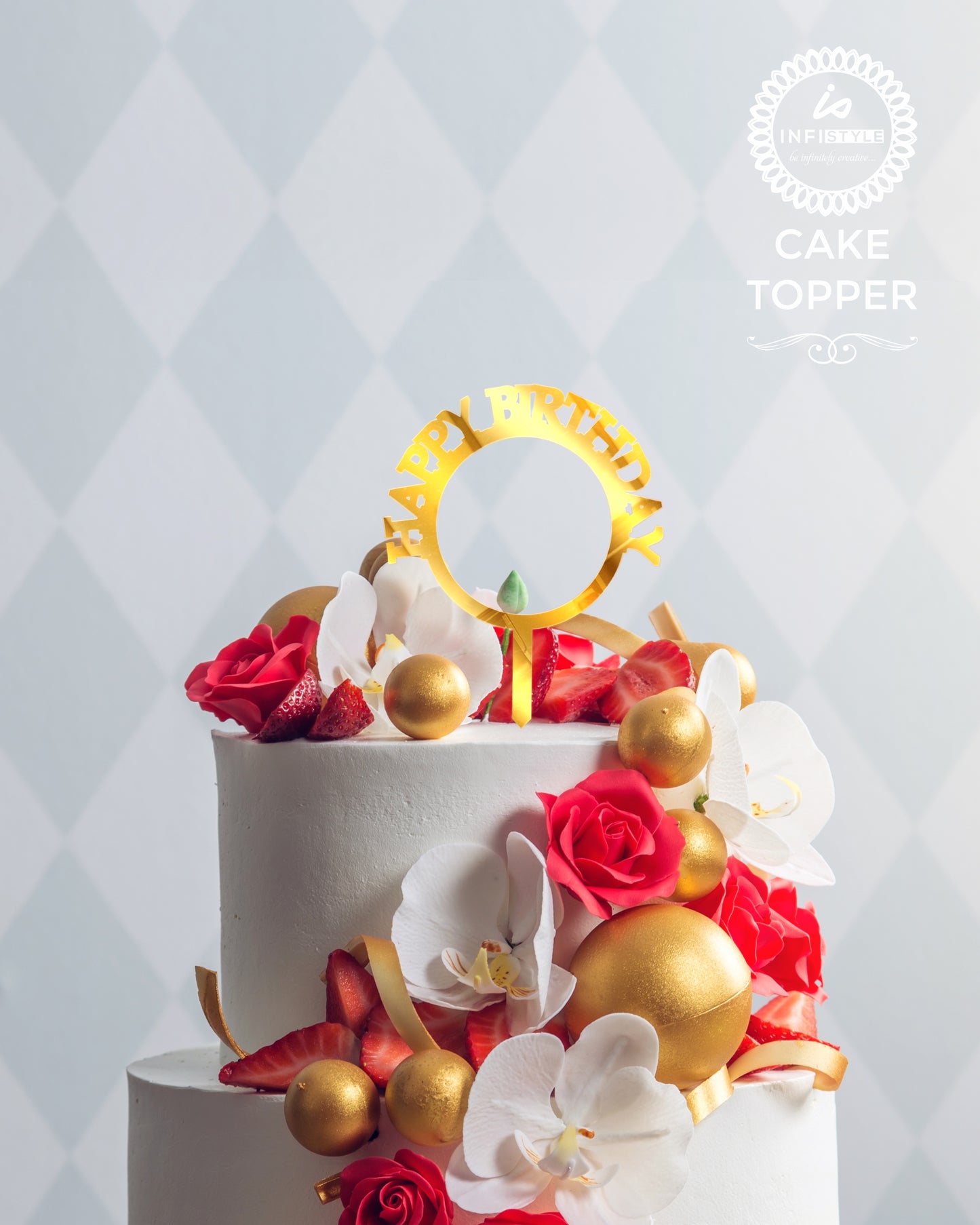 Happy Birthday Acrylic Golden Cake Toppers