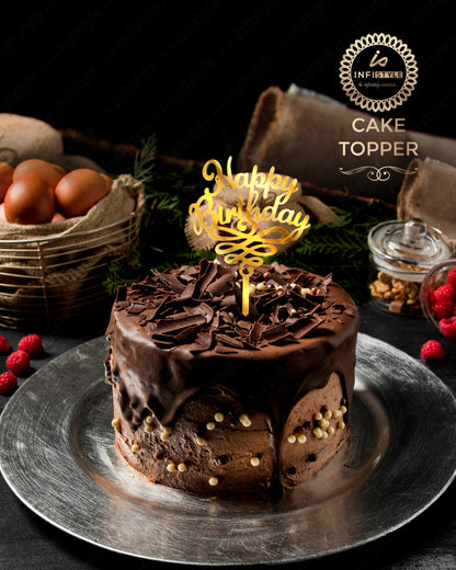 Happy Birthday Acrylic Golden Cake Toppers