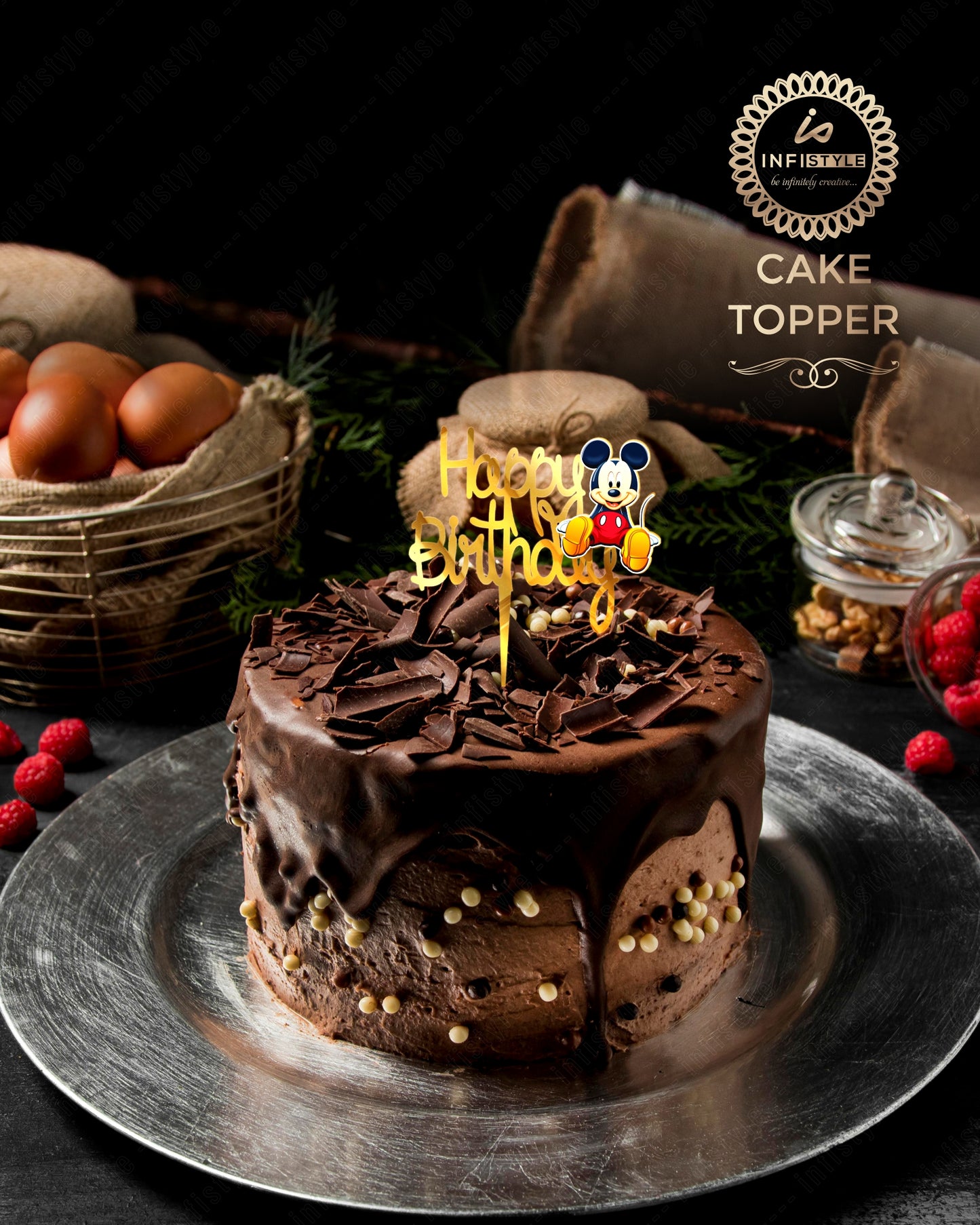 Mickey Mouse Cake Topper Gold Acrylic