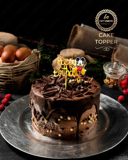Mickey Mouse Cake Topper Gold Acrylic