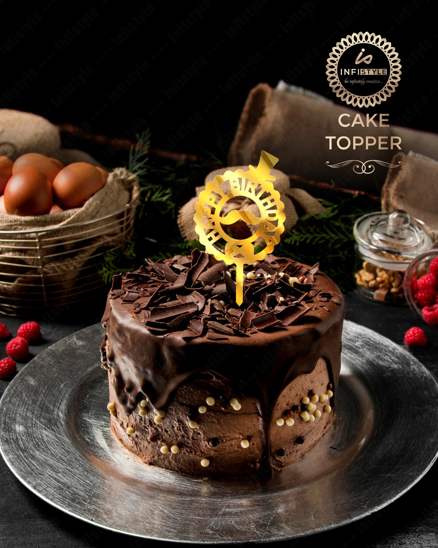 Happy Birthday Acrylic Cake Toppers Gold