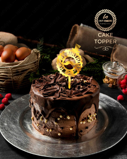 Happy Birthday Acrylic Cake Toppers Gold