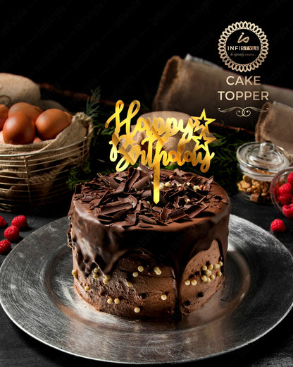 Happy Birthday Acrylic Golden Cake Toppers