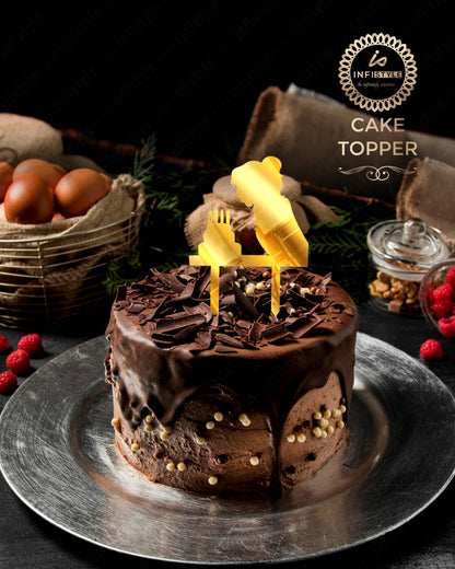 Happy Birthday Acrylic Cake Toppers Gold