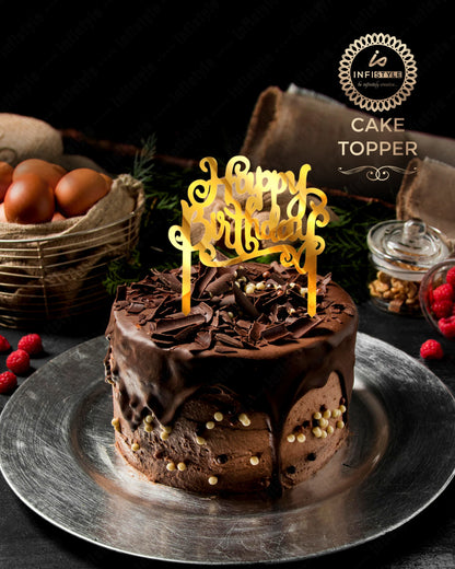 Happy Birthday Acrylic Golden Cake Toppers