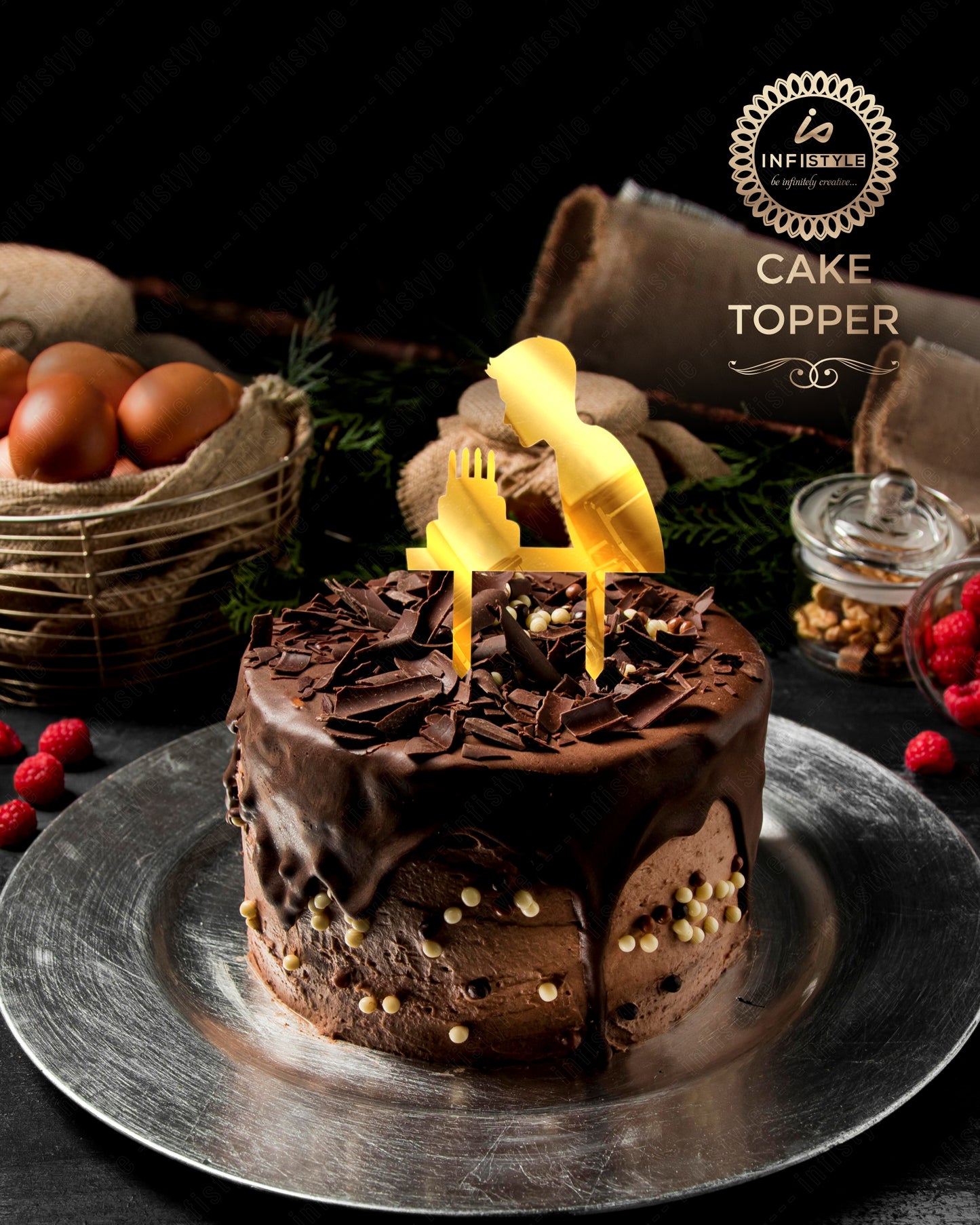 Happy Birthday Acrylic Cake Toppers Gold