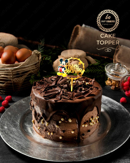 Golden Mickey Cake Topper Happy Birthday