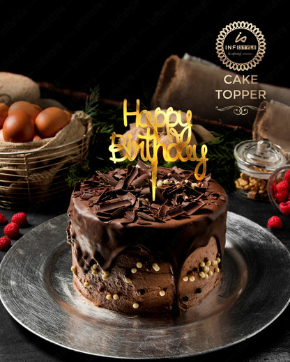 Happy Birthday Acrylic Golden Cake Toppers