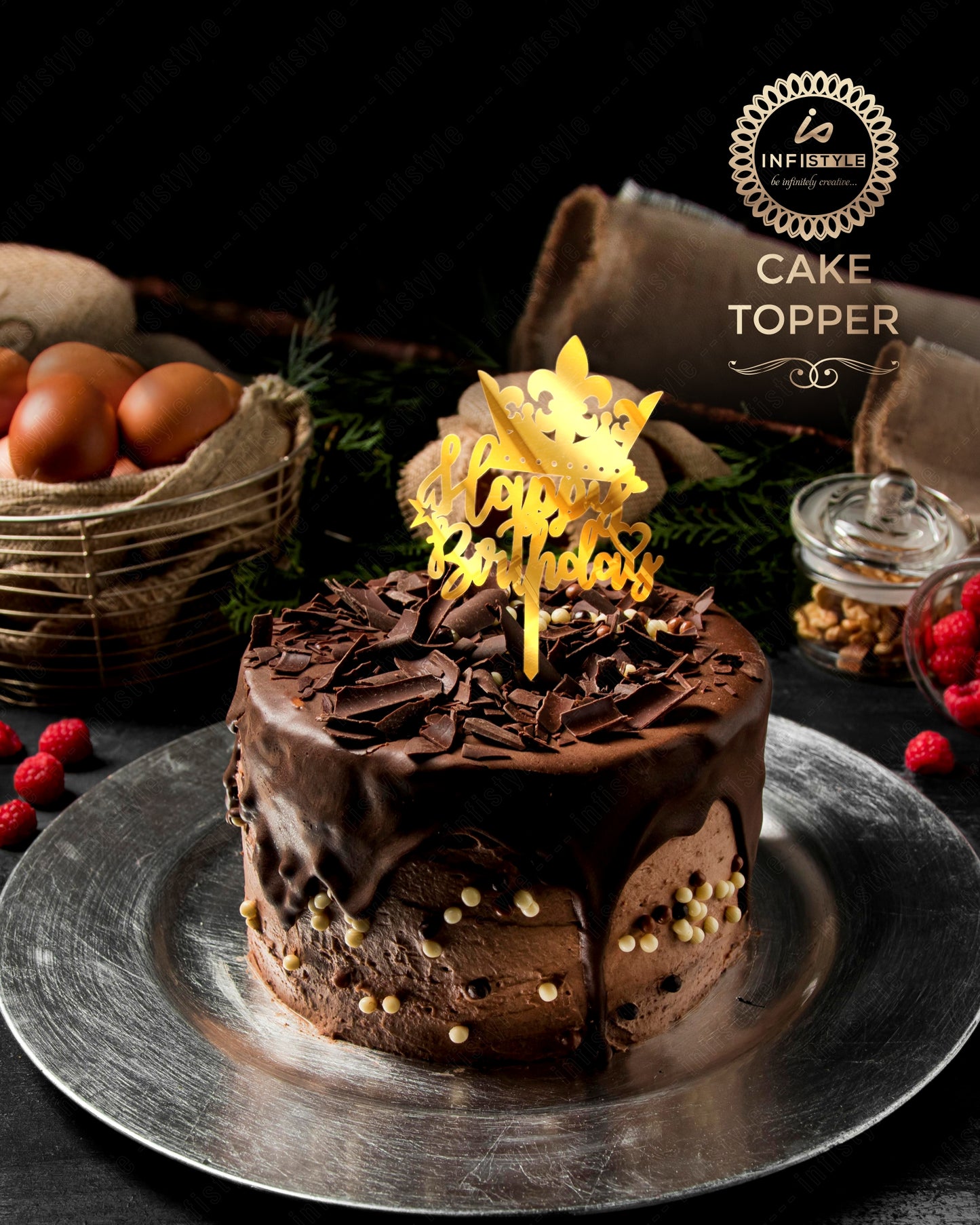 Happy Birthday Acrylic Cake Toppers Golden