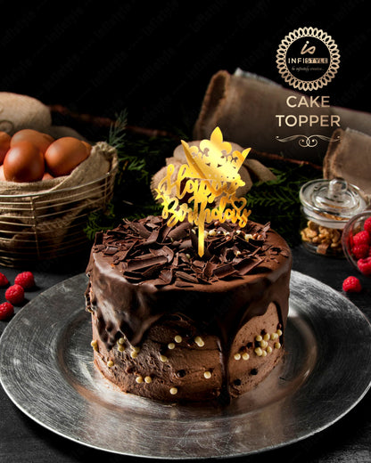 Happy Birthday Acrylic Cake Toppers Golden