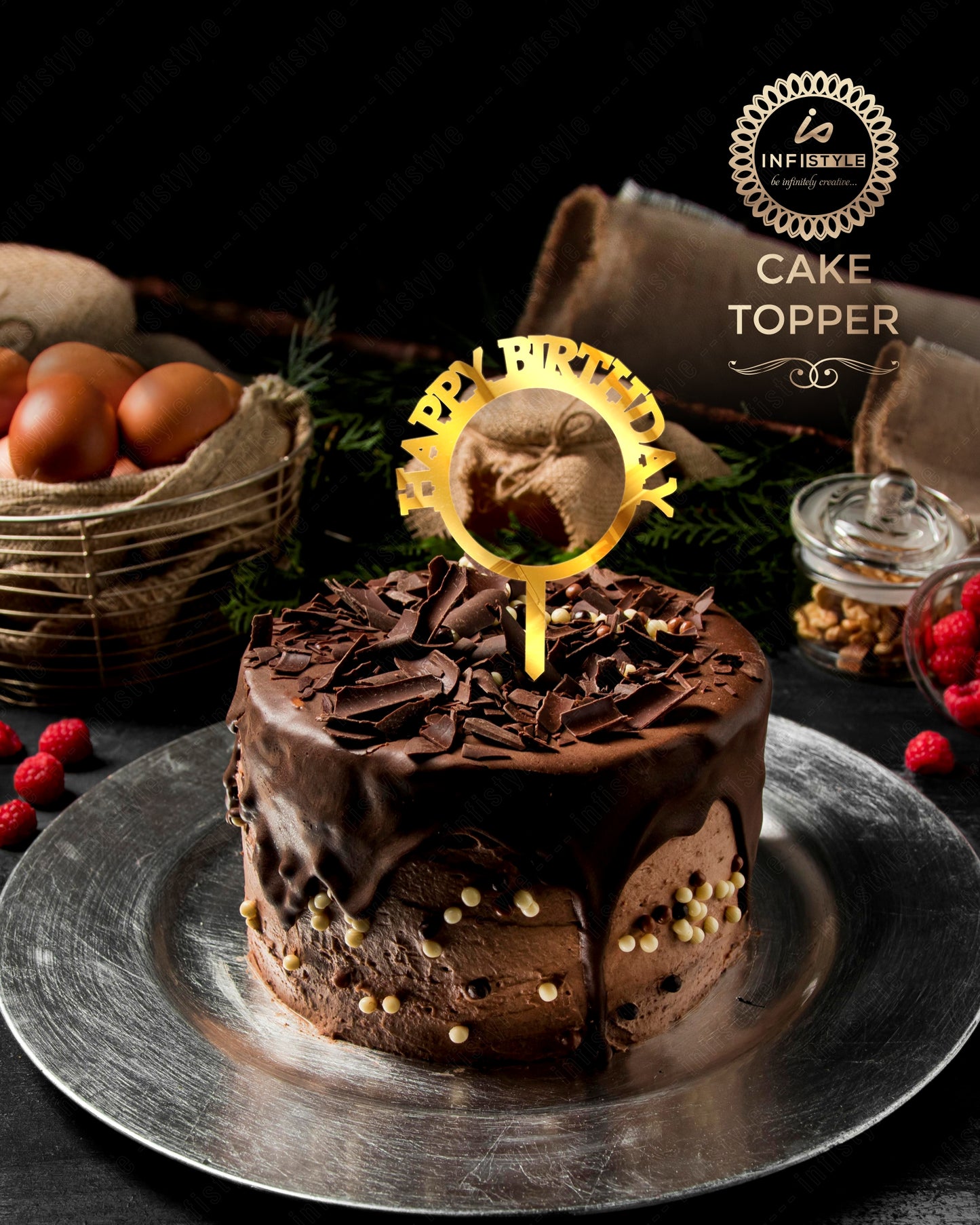 Happy Birthday Acrylic Golden Cake Toppers