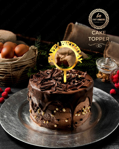 Happy Birthday Acrylic Golden Cake Toppers