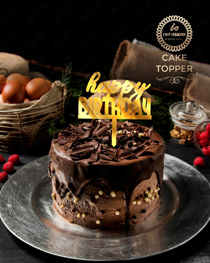 Happy Birthday Golden Cake Toppers