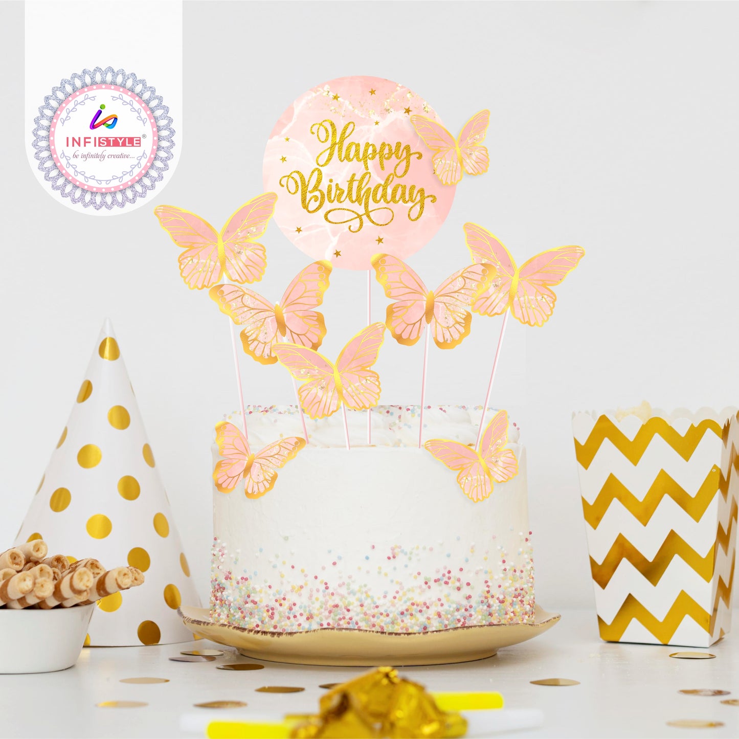 Butterfly Cake Toppers 8 Butterfly 1 Happy Birthday Party Decoration Cake Topper (PCT-01)
