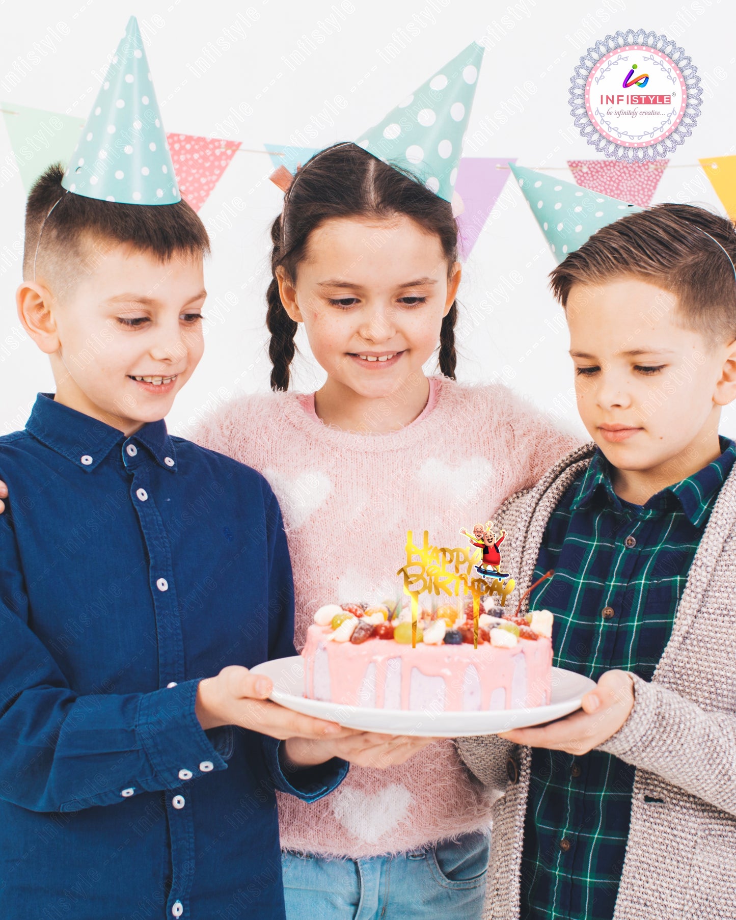 Acrylic Motu Patlu Birthday Cake Topper