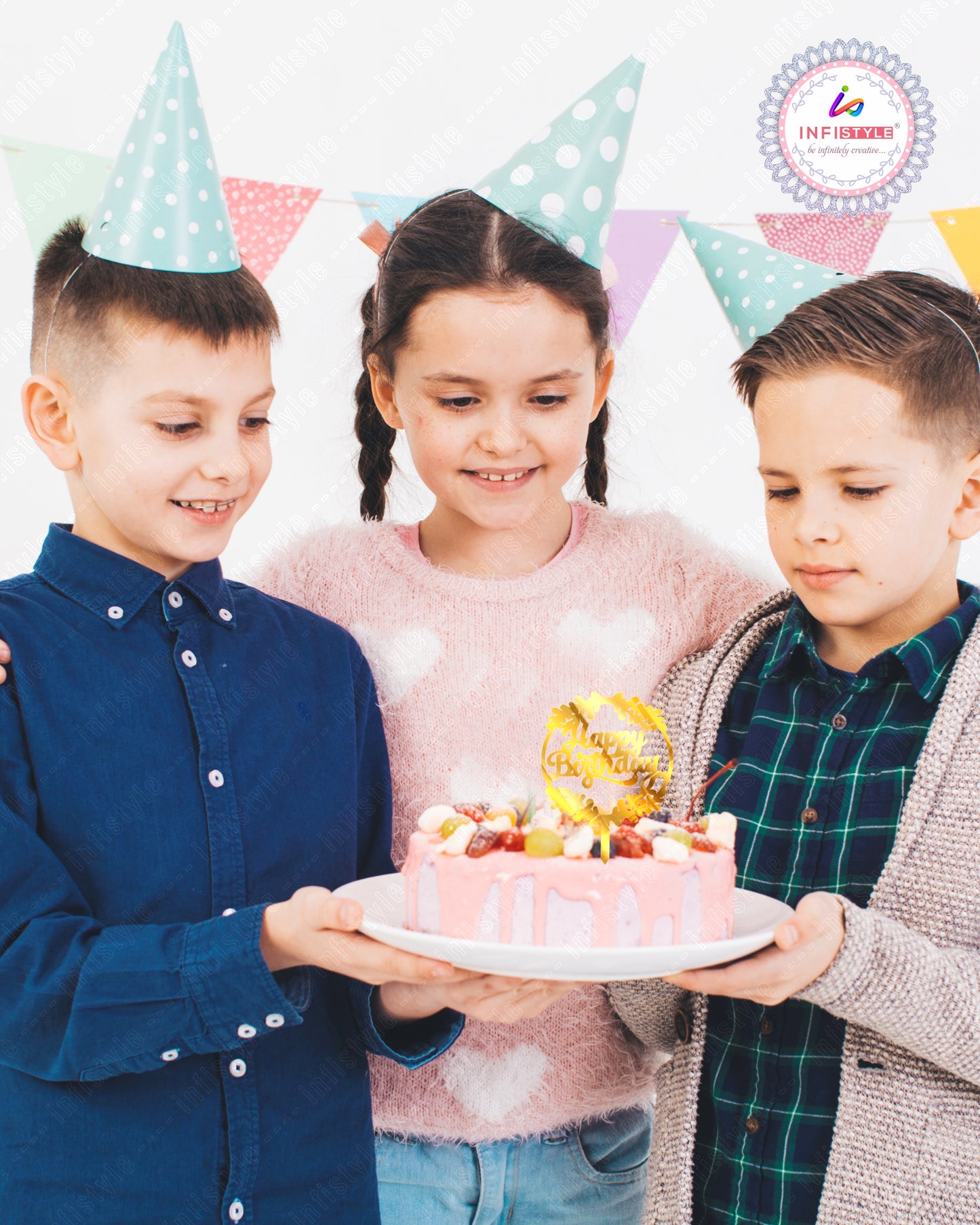 Happy Birthday Golden Acrylic Cake Toppers