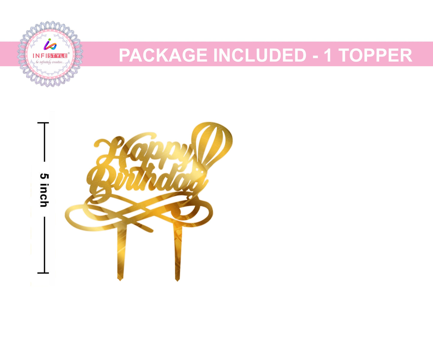 Golden Acrylic Birthday Cake Toppers