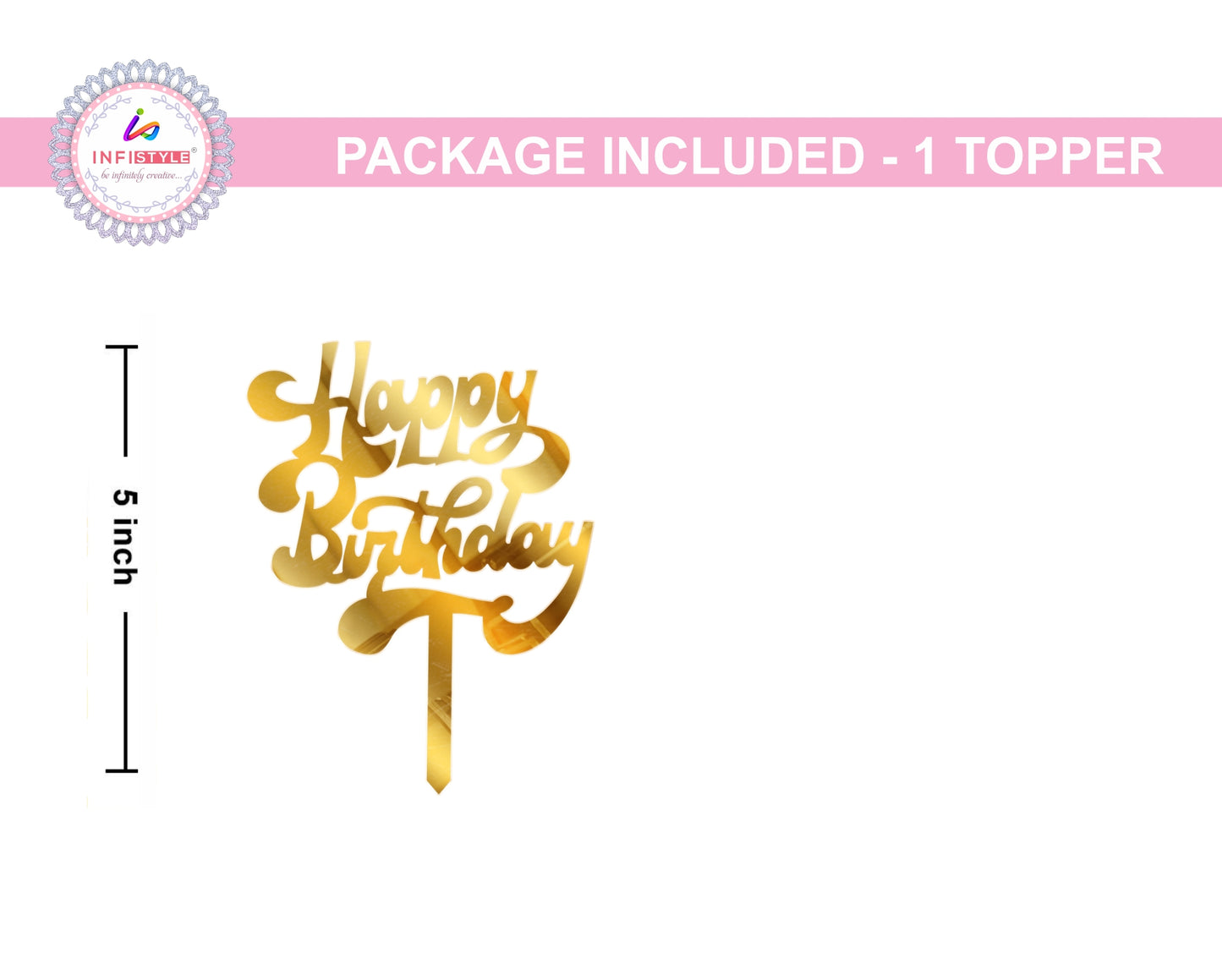 Birthday Cake Toppers Gold Acrylic