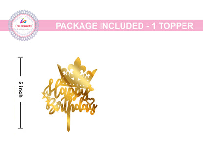 Happy Birthday Acrylic Cake Toppers Golden