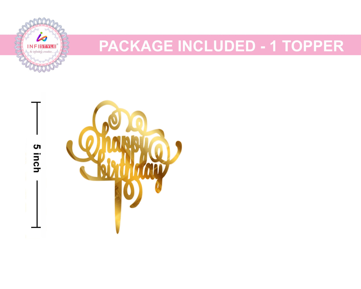 Birthday Cake Toppers Gold Acrylic