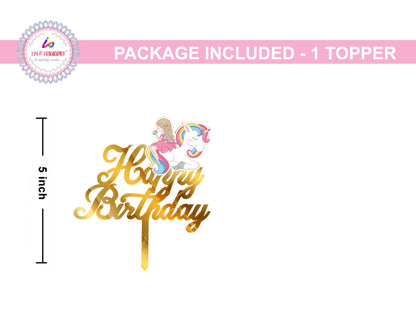 Cutipie Unicorn Cake Topper Gold Acrylic