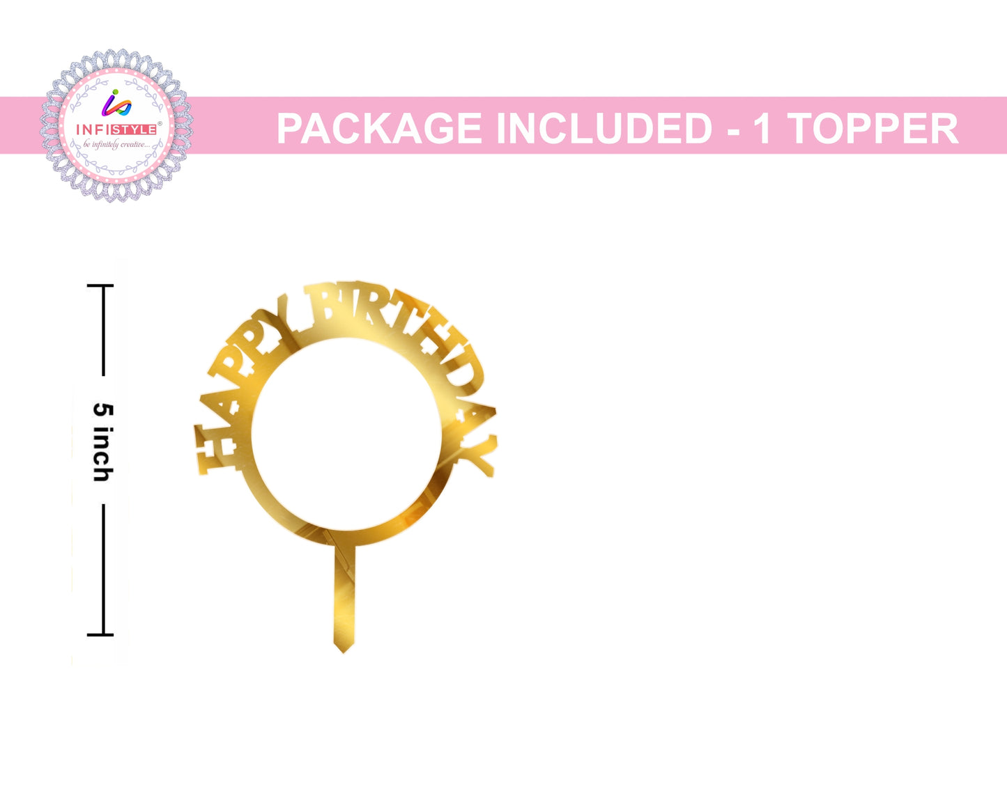 Happy Birthday Acrylic Golden Cake Toppers