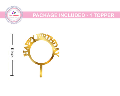 Happy Birthday Acrylic Golden Cake Toppers