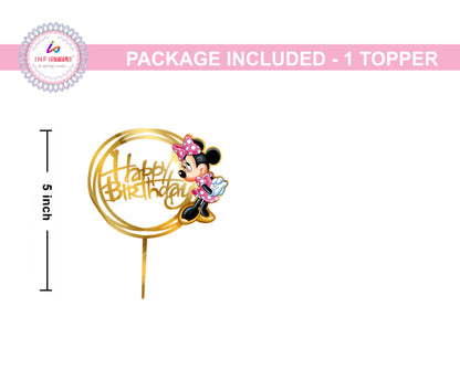 Minnie Theme Cake Topper Gold Acrylic