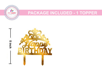 Golden Acrylic Birthday Cake Toppers