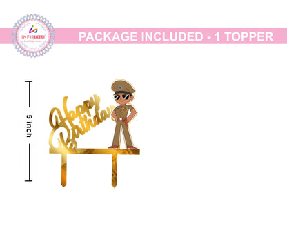 Acrylic Little Singham Cake Topper Golden