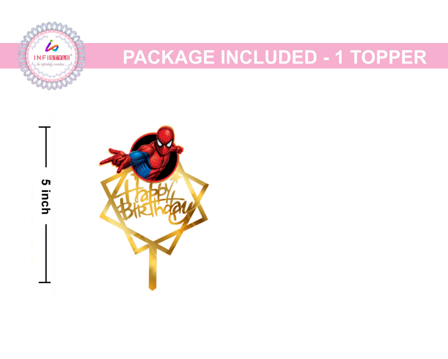 Spider Man Cake Topper Acrylic Gold