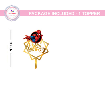 Spider Man Cake Topper Acrylic Gold