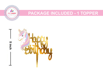 Birthday Cake Toppers Unicorn Gold Acrylic