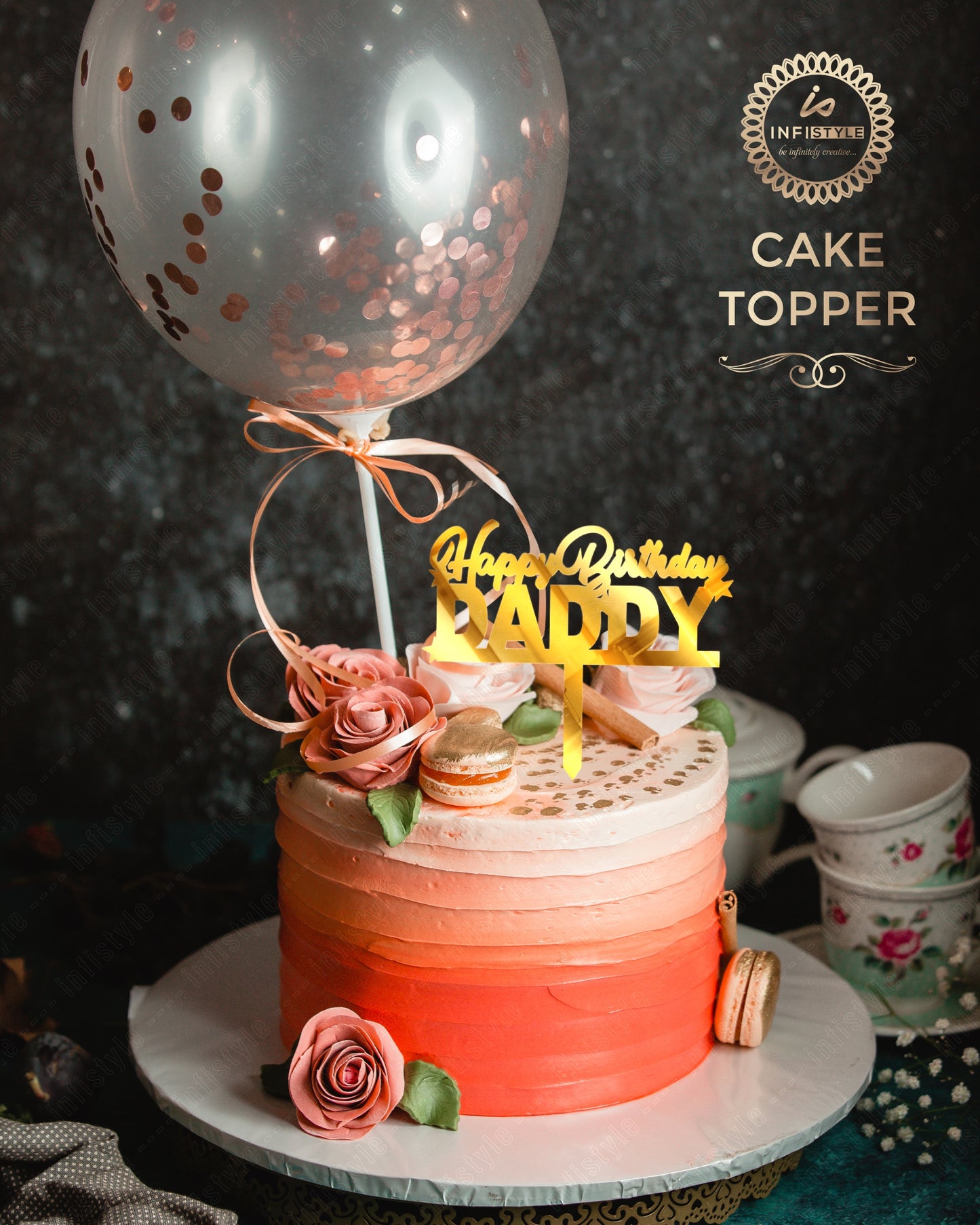 Gold Acrylic Birthday Cake Toppers