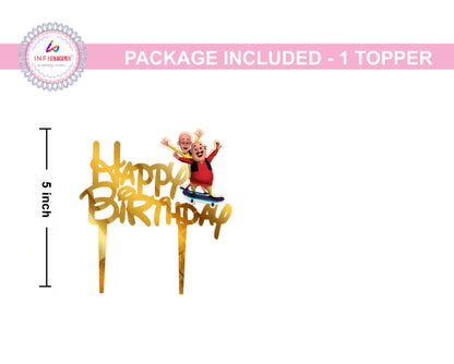 Acrylic Motu Patlu Birthday Cake Topper