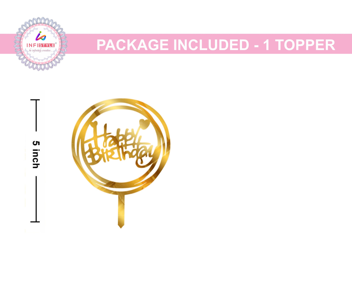 Acrylic Happy Birthday Cake Toppers Gold