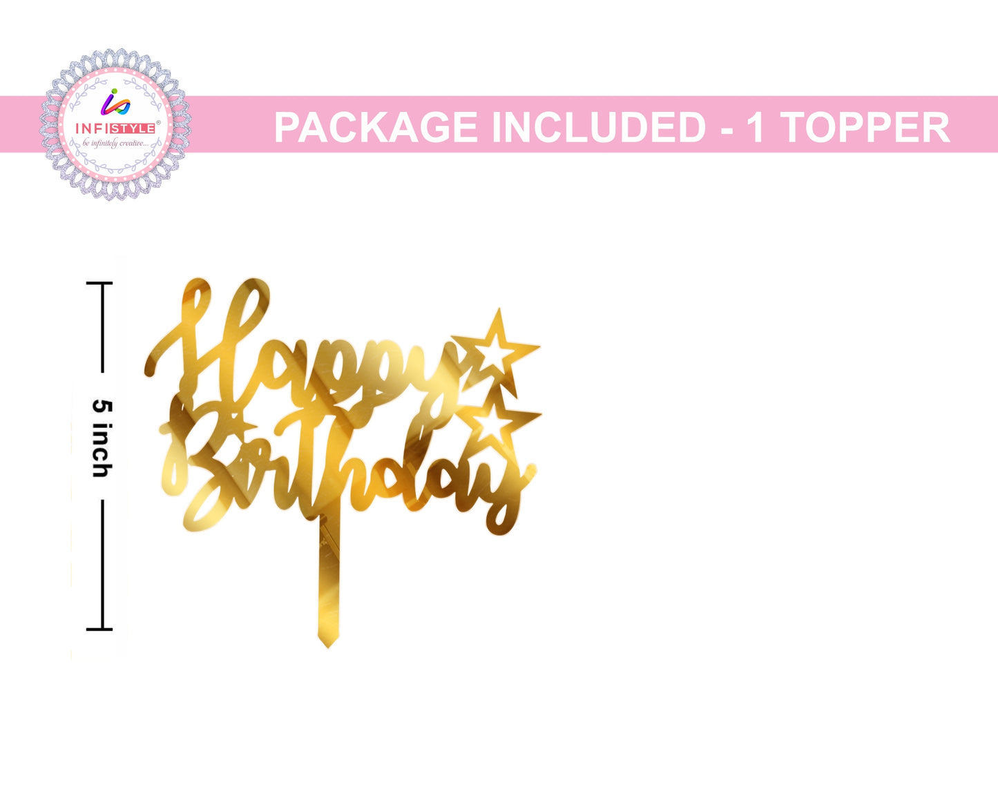 Happy Birthday Acrylic Golden Cake Toppers