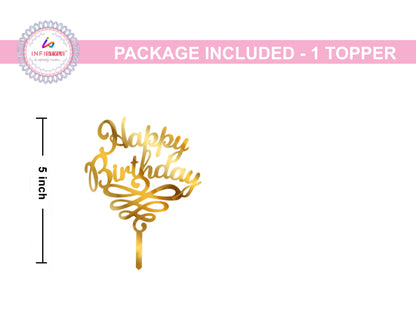 Happy Birthday Acrylic Golden Cake Toppers