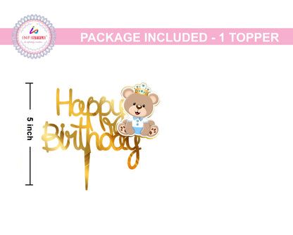 Acrylic Cake Topper Teddy Bear Birthday