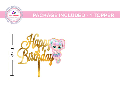 Unicorn LOL Doll Cake Toppers Gold Acrylic