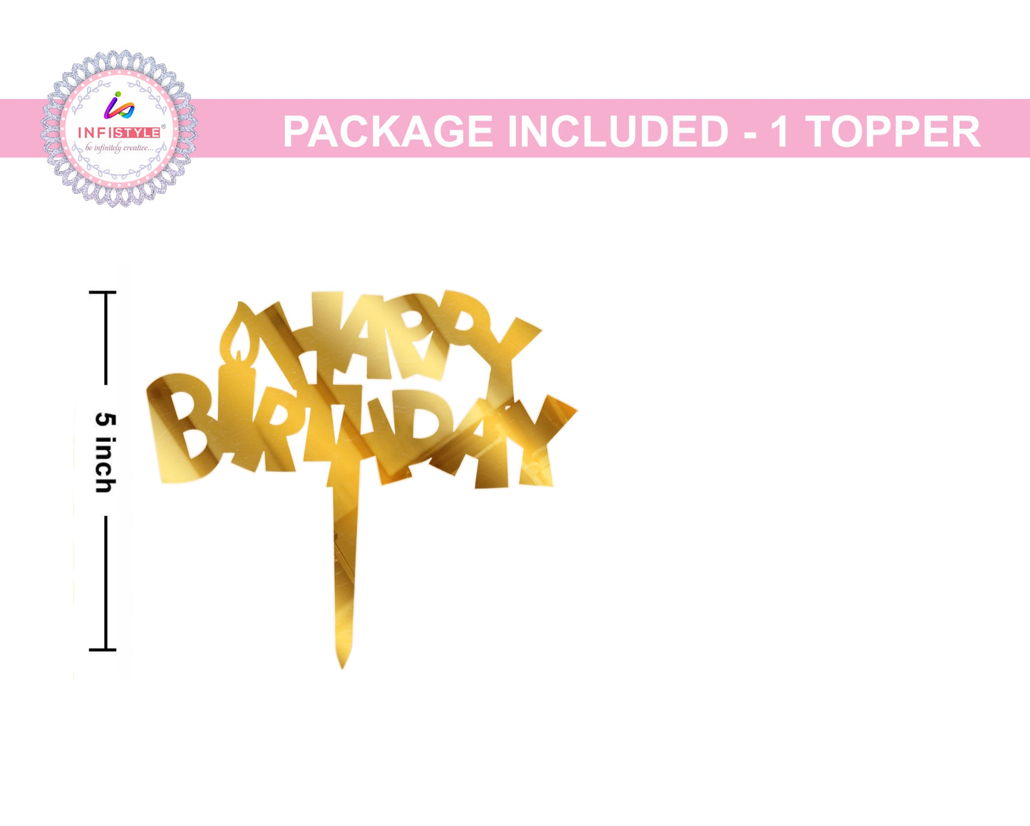 Acrylic Birthday Cake Toppers Gold